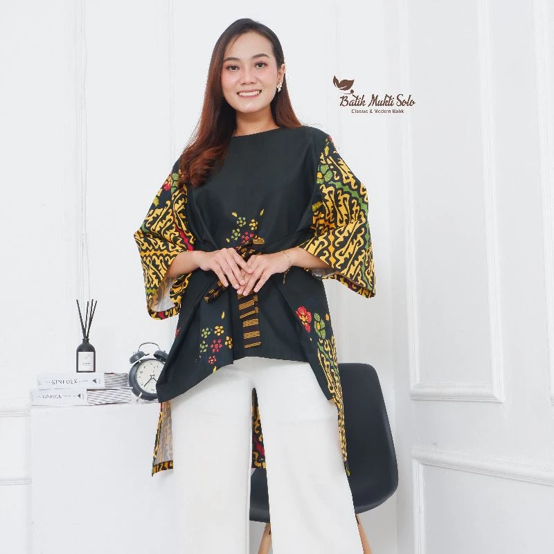 Wanita Blouse Kombinasi Tulis premium Limited Edition